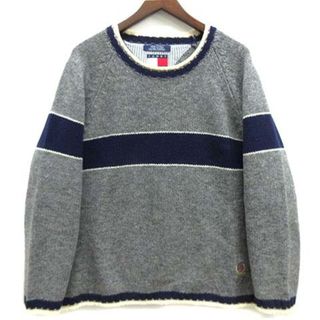 トミーヒルフィガー(TOMMY HILFIGER)のトミーヒルフィガー シェットランドウール ニット セーター 長袖 グレー 紺 M(ニット/セーター)