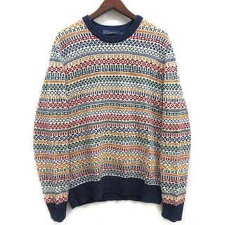 ギャップ(GAP)のギャップ GAP 総柄 ウール ナイロン ジャガード ニット セーター 紺 M(ニット/セーター)