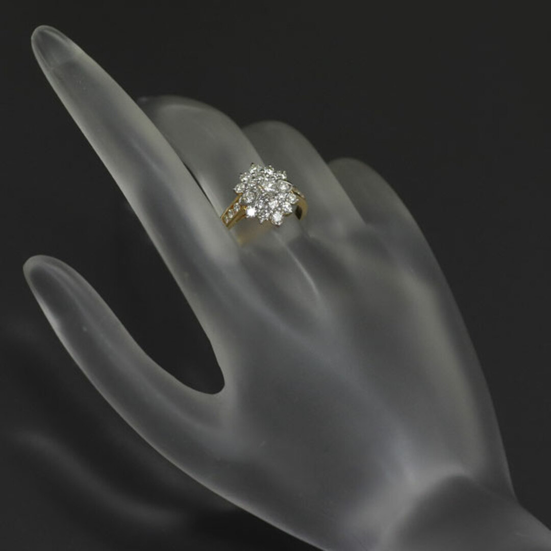 K18YG/WG ダイヤモンド リング フラワー レディースのアクセサリー(リング(指輪))の商品写真