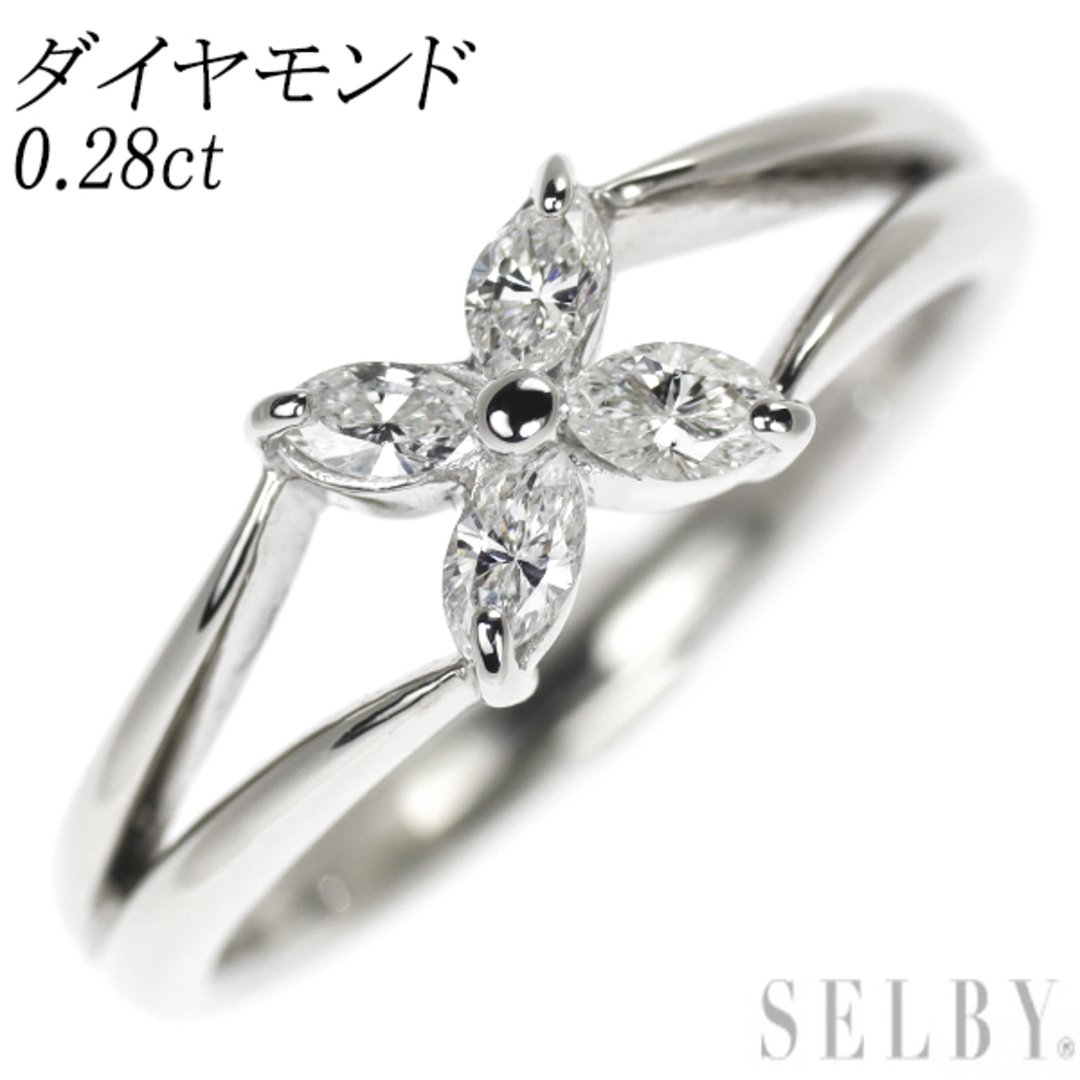 Pt900 マーキス ダイヤモンド リング 0.28ct フラワー レディースのアクセサリー(リング(指輪))の商品写真