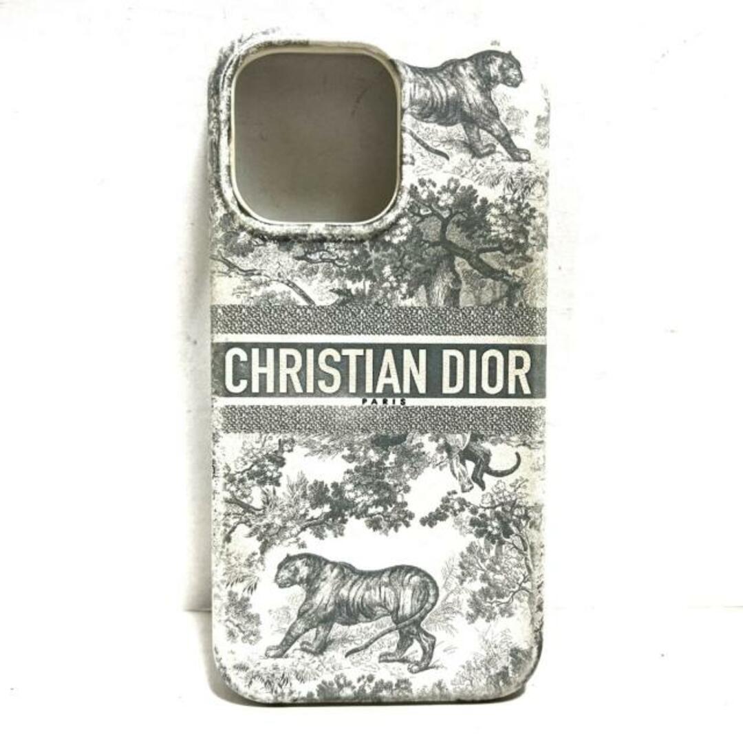 Christian Dior(クリスチャンディオール)のDIOR/ChristianDior(ディオール/クリスチャンディオール) 携帯電話ケース トワル ドゥ ジュイ グレー×アイボリー iPhoneケース/iPhone13 Pro レザー スマホ/家電/カメラのスマホアクセサリー(モバイルケース/カバー)の商品写真