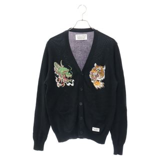 ワコマリア(WACKO MARIA)のWACKO MARIA ワコマリア 20SS×TIM LEHI CLASSICCARDIGAN ティムリーハイ コラボ 虎 龍刺龍 カーディガン ブラック(カーディガン)