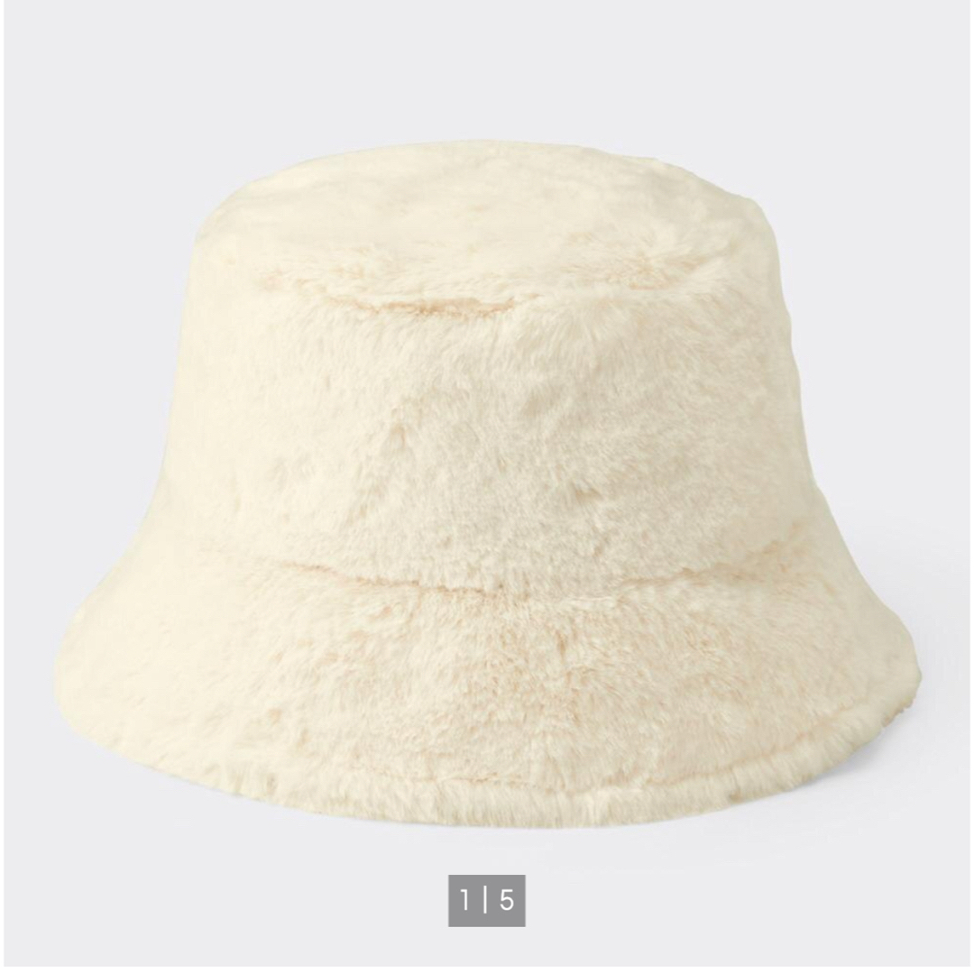 GU(ジーユー)の《GU ジーユー》フェイクファーバケットハット ハット オフホワイト 白 レディースの帽子(ハット)の商品写真