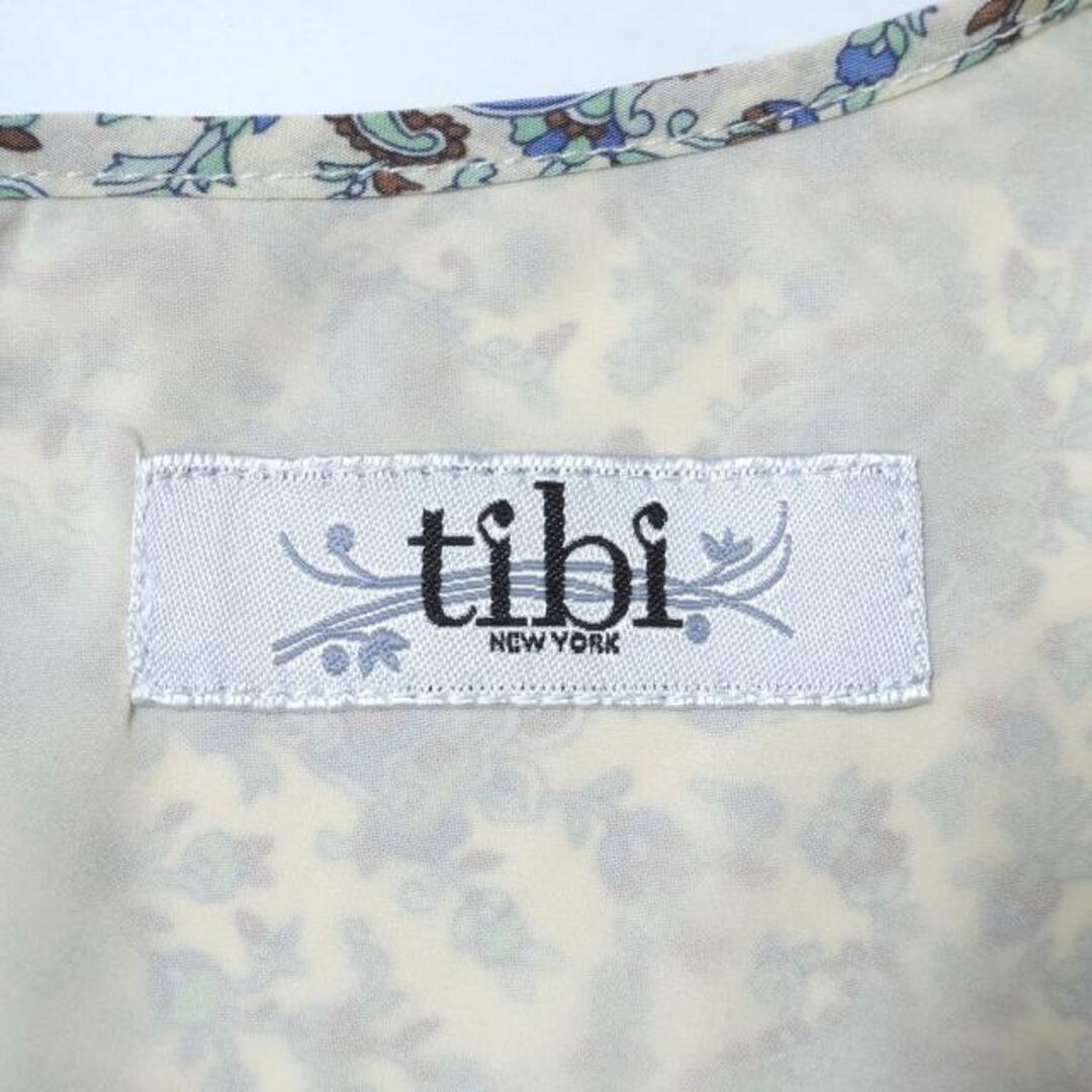 tibi(ティビ) ワンピース サイズ2 S レディース美品  - アイボリー×ブルーグレー×ライトグリーン 半袖/ミニ/ペイズリー柄/花柄 レディースのワンピース(その他)の商品写真