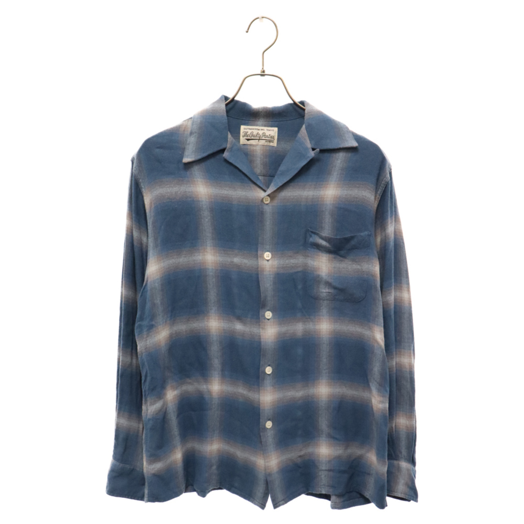 WACKO MARIA(ワコマリア)のWACKO MARIA ワコマリア RAYON OPEN COLLAR OMBRE CHECK L/S SHIRT レーヨンオープンカラー オンブレチェック長袖シャツ ブルー メンズのトップス(シャツ)の商品写真