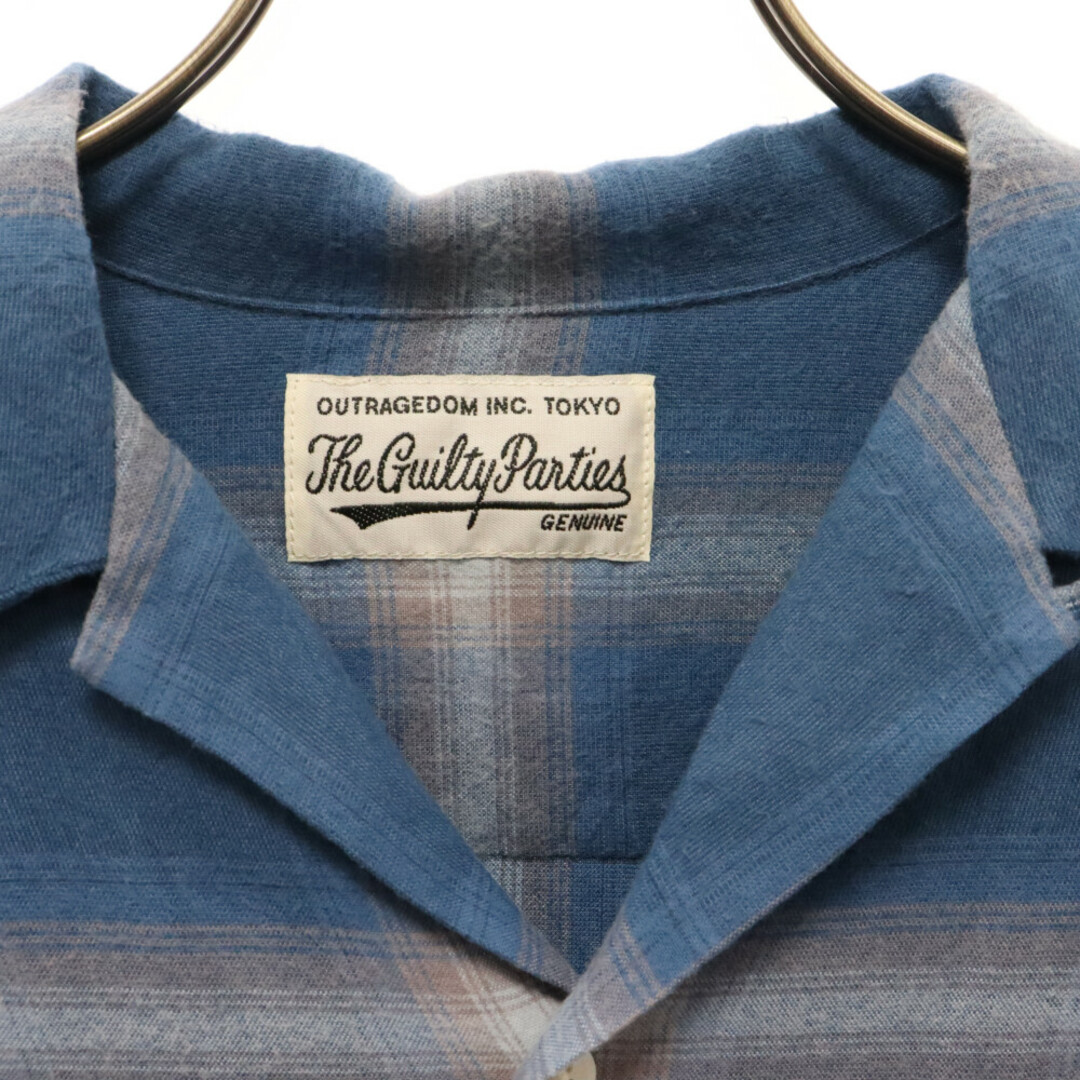 WACKO MARIA(ワコマリア)のWACKO MARIA ワコマリア RAYON OPEN COLLAR OMBRE CHECK L/S SHIRT レーヨンオープンカラー オンブレチェック長袖シャツ ブルー メンズのトップス(シャツ)の商品写真