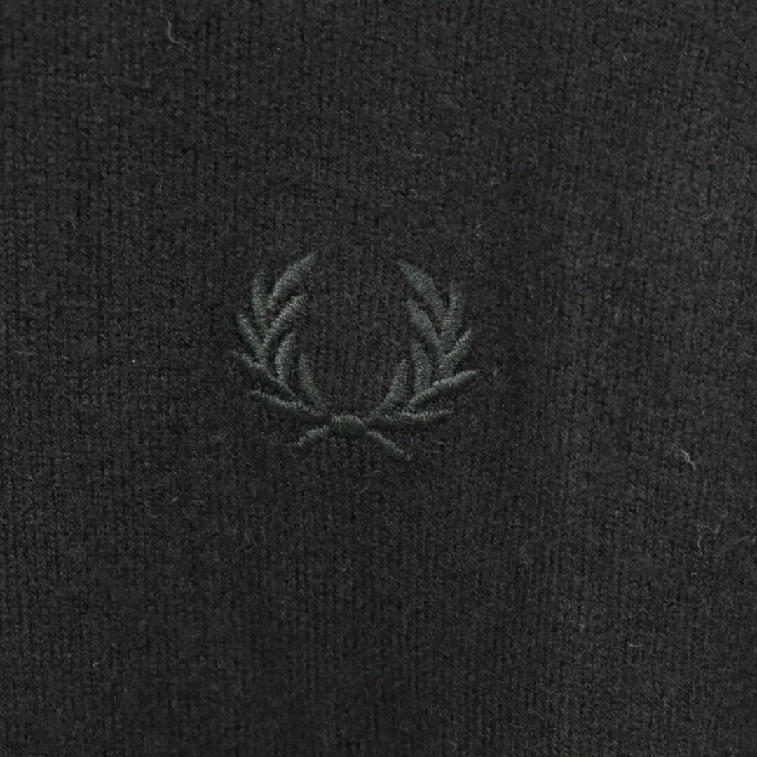 FRED PERRY(フレッドペリー)のFRED PERRY フレッドペリー 90S VINTAGE ロゴ刺繍 ウール クルーネックス ニット 長袖セーター ブラック メンズのトップス(ニット/セーター)の商品写真