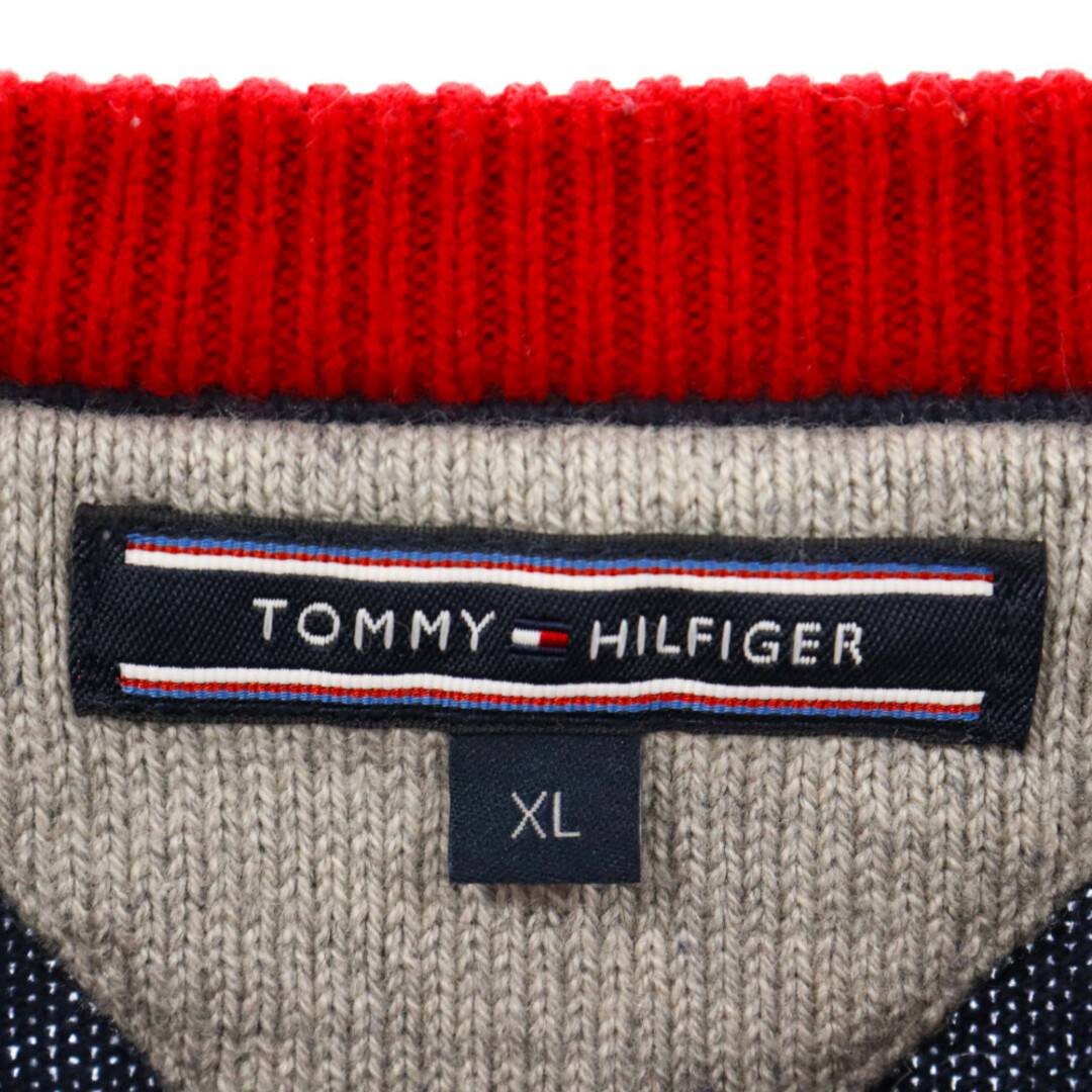 TOMMY HILFIGER(トミーヒルフィガー)のTOMMY HILFIGER トミーヒルフィガー カラー切り替え コットン ニット セーター グレー メンズのトップス(ニット/セーター)の商品写真