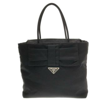 プラダ(PRADA)のPRADA(プラダ) ハンドバッグ美品  - 1BG320 黒 リボン ナイロン(ハンドバッグ)