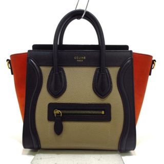 セリーヌ(celine)のCELINE(セリーヌ) ハンドバッグ ラゲージナノショッパー ベージュ×黒×オレンジ トリコロール レザー×ヌバック (ハンドバッグ)