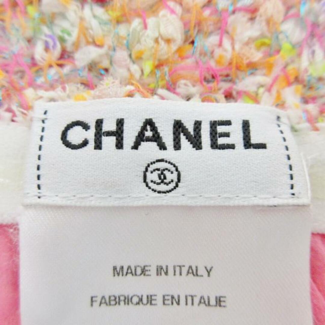 CHANEL(シャネル)のCHANEL(シャネル) スカート サイズ34 S レディース美品  P46102 ピンク×オレンジ×マルチ ツイード/ラメ/スパンコール ポリエステル、ナイロン レディースのスカート(その他)の商品写真