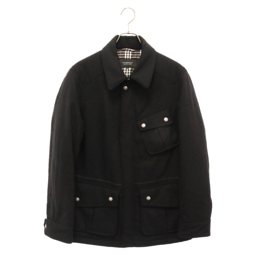 BURBERRY BLACK LABEL(バーバリーブラックレーベル)のBURBERRY BLACK LABEL バーバリー ブラックレーベル WOOL ZIP ウール ジップメルトンジャケット ブラック BMP88-726-09 メンズのジャケット/アウター(フライトジャケット)の商品写真