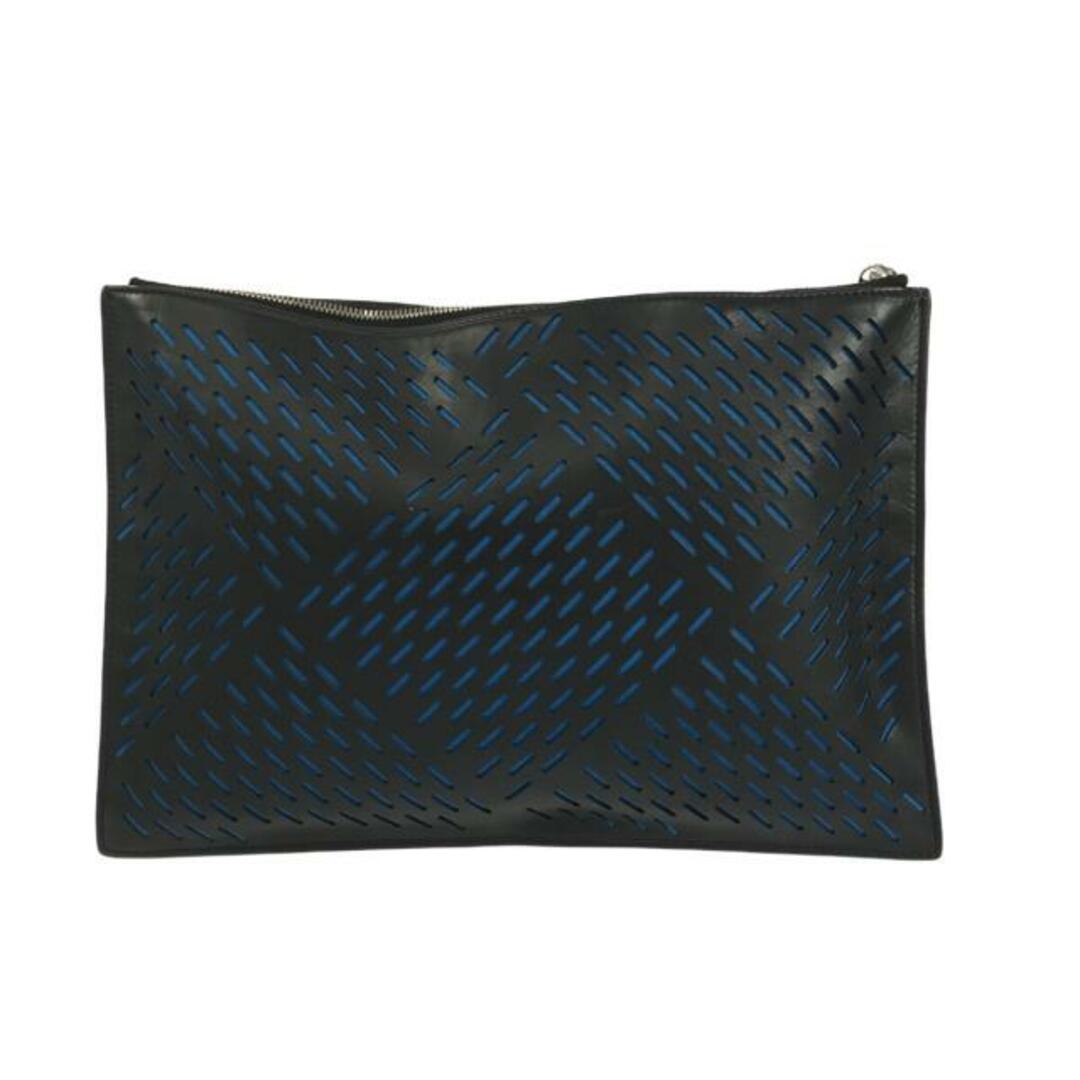 Bottega Veneta(ボッテガヴェネタ)のBOTTEGA VENETA(ボッテガヴェネタ) クラッチバッグ パンチング B08253754Q 黒×ブルー カーフレザー レディースのバッグ(クラッチバッグ)の商品写真