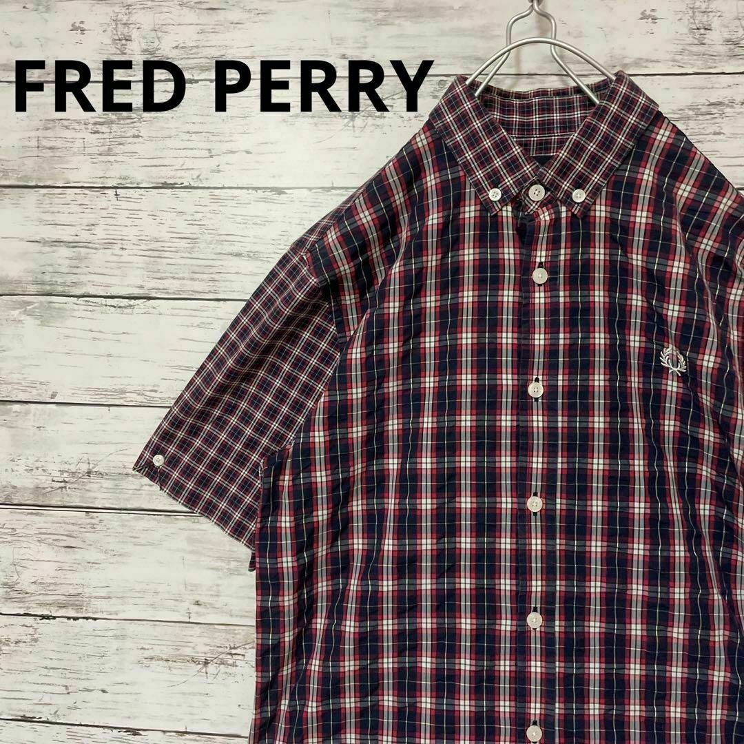 FRED PERRY(フレッドペリー)のFRED PERRY チェック半袖シャツ ロゴ 刺繍 ボタンダウン 定番 メンズのトップス(シャツ)の商品写真