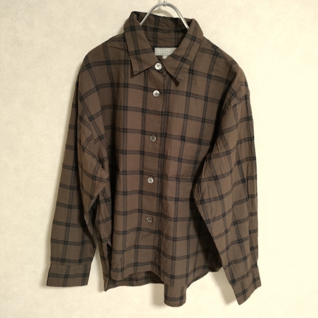 MARGARET HOWELL(マーガレットハウエル)のMARGARET HOWELL 578-2253016 LARGE CHECK COTTON サイズ2 長袖シャツ 2022AW ブラウン レディース マーガレットハウエル【中古】4-0315M△ レディースのトップス(シャツ/ブラウス(長袖/七分))の商品写真