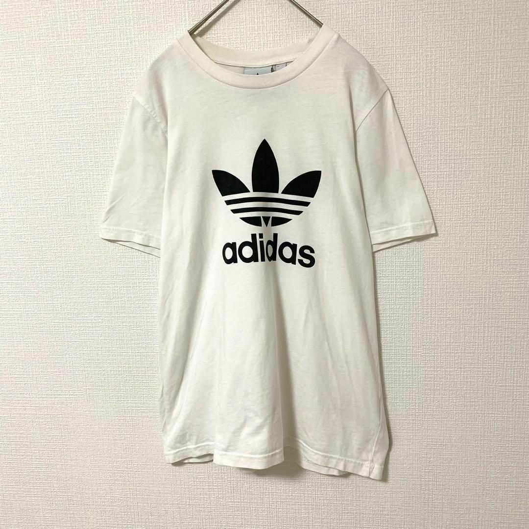 adidas(アディダス)のTシャツ 半袖 アディダス センターロゴ トレフォイル XS 白 綿 メンズのトップス(Tシャツ/カットソー(半袖/袖なし))の商品写真