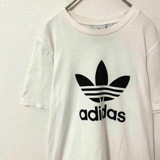 アディダス(adidas)のTシャツ 半袖 アディダス センターロゴ トレフォイル XS 白 綿(Tシャツ/カットソー(半袖/袖なし))