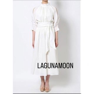 ラグナムーン(LagunaMoon)の値下げしました！LAGUNAMOON コットンストライプギャザーワンピース(ロングワンピース/マキシワンピース)