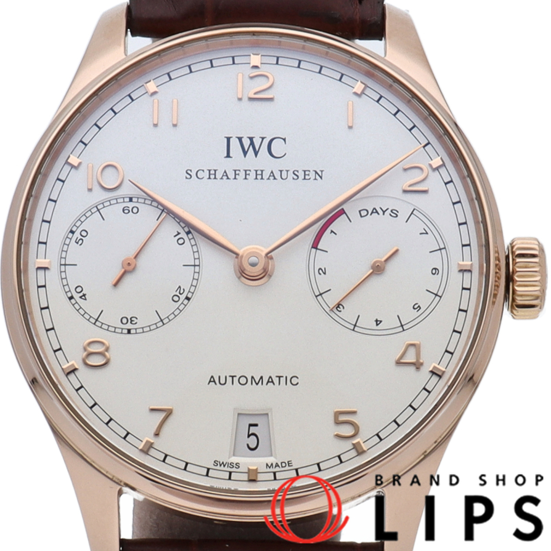 IWC(インターナショナルウォッチカンパニー)のインターナショナルウォッチカンパニー IWC ポルトギーゼ オートマティック 7デイズ Portugieser Automatic 7days IW500113 箱 保証書 K18PG/革 メンズ時計 シルバー 仕上げ済 美品 【中古】 メンズの時計(その他)の商品写真