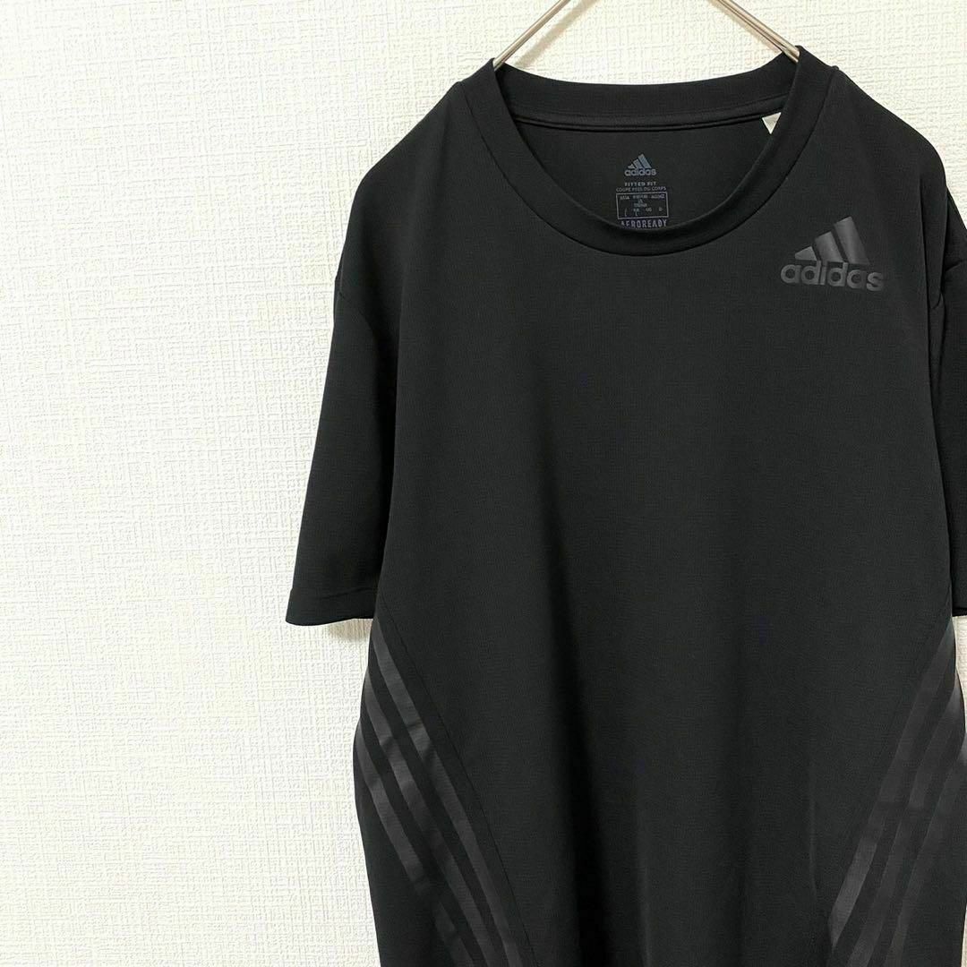 adidas(アディダス)のTシャツ アディダス パフォーマンスロゴ スリーライン L ブラック メンズのトップス(Tシャツ/カットソー(半袖/袖なし))の商品写真