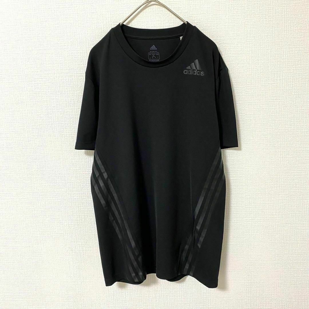 adidas(アディダス)のTシャツ アディダス パフォーマンスロゴ スリーライン L ブラック メンズのトップス(Tシャツ/カットソー(半袖/袖なし))の商品写真