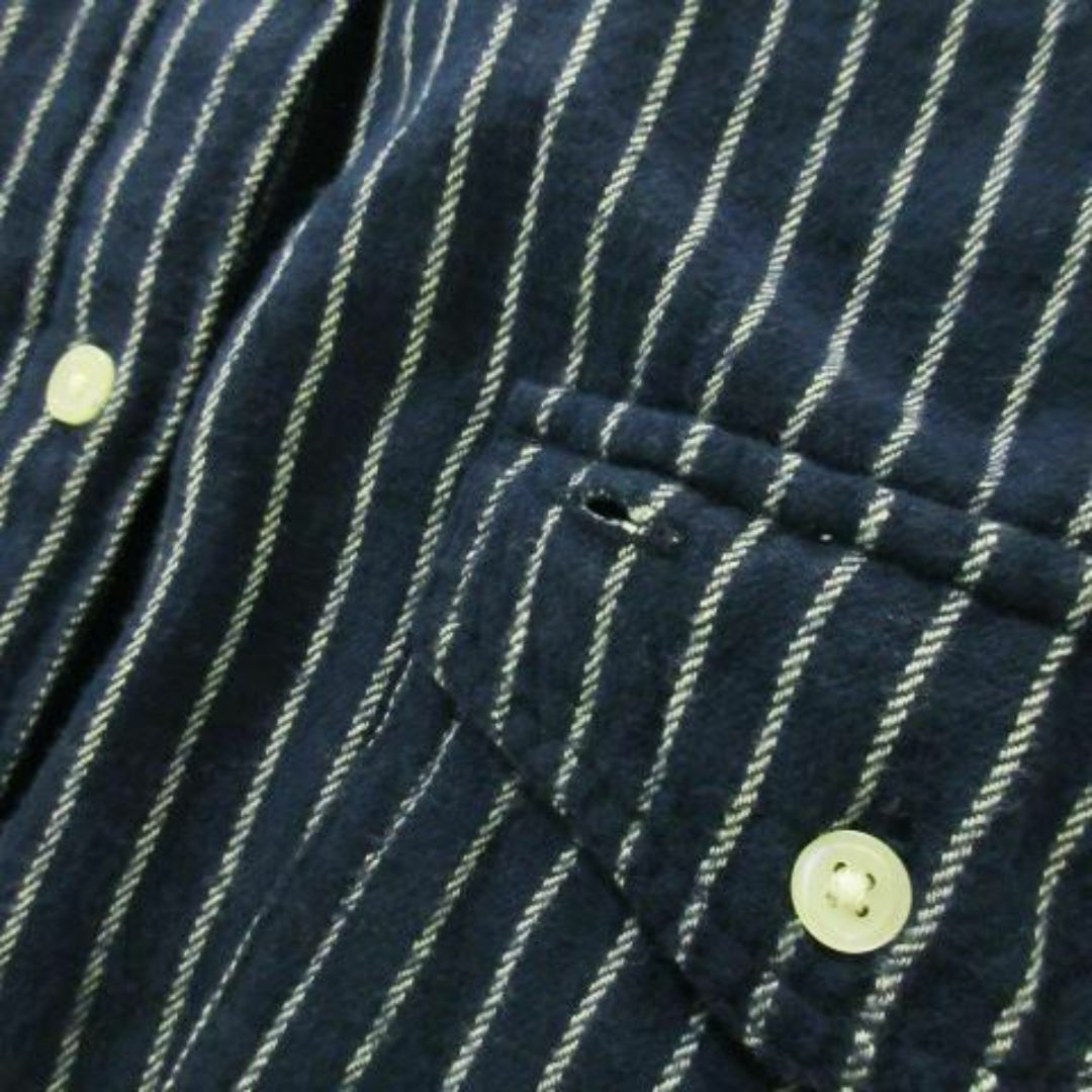 PAR ICI(パーリッシィ)のパーリッシィ 長袖シャツ ソフトコットン ストライプ 紺 230530AH10A レディースのトップス(シャツ/ブラウス(長袖/七分))の商品写真