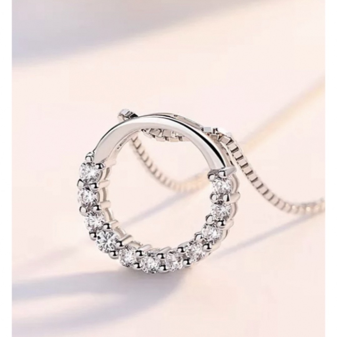✨可愛い人気✨サークルCZダイヤモンドネックレス　silver925  美品a レディースのアクセサリー(ネックレス)の商品写真