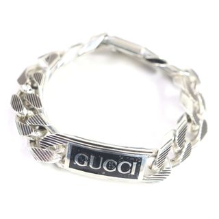 グッチ(Gucci)の美品□GUCCI グッチ 701625 AG925 ロゴ スリム エナメル チェーンブレスレット アクセサリー シルバー 19 イタリア製 重量101.4g メンズ(ブレスレット)