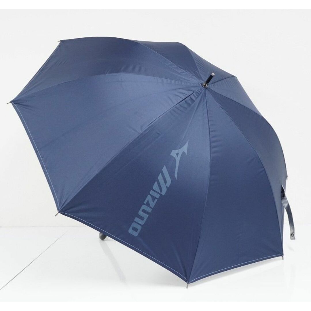 晴雨兼用傘 MIZUNO ミズノ USED美品 ネイビー ロゴ UV 遮光 グラス骨 ジャンプ 62cm  通勤 通学 C A0416 レディースのファッション小物(傘)の商品写真