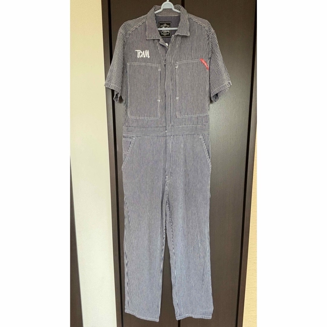 STUSSY - Stussy/オールインワン/ヒッコリー/半袖/ネイビー STUSSY - Stussy/オールインワン/ヒッコリー/半袖/ネイビー