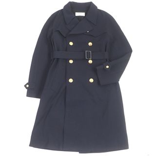 セリーヌ(celine)の美品□CELINE セリーヌ 20SS 2M391959C ウール 裏地トリオンフ総柄 ロゴ金ボタン ダブルブレスト ウエスタントレンチコート ダークネイビー 52 ハンガー付き イタリア製 正規品 メンズ(トレンチコート)