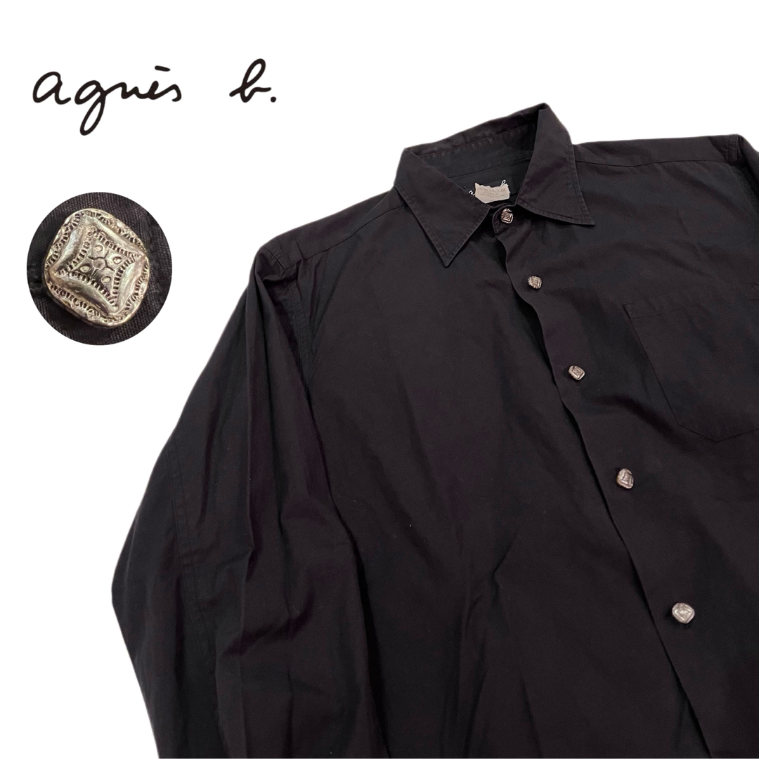 agnes b.(アニエスベー)の希少★agnès b. アニエスベー メタルボタン デザイン長袖シャツ ブラック メンズのトップス(シャツ)の商品写真