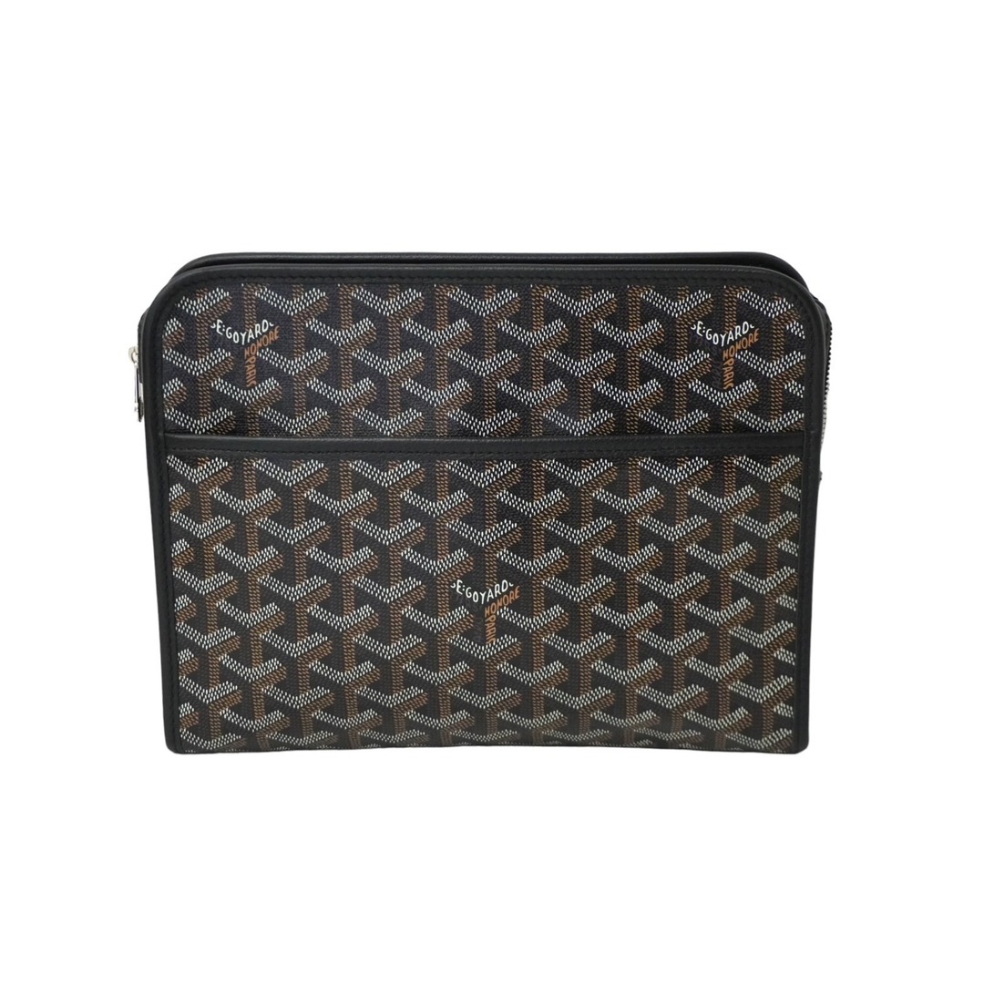 GOYARD(ゴヤール)の新品同様 GOYARD ゴヤール ジュバンス MM ポーチ クラッチバッグ ブラック PVC レザー JOUVENGMLTY01CL01P 中古 61789 レディースのファッション小物(ポーチ)の商品写真