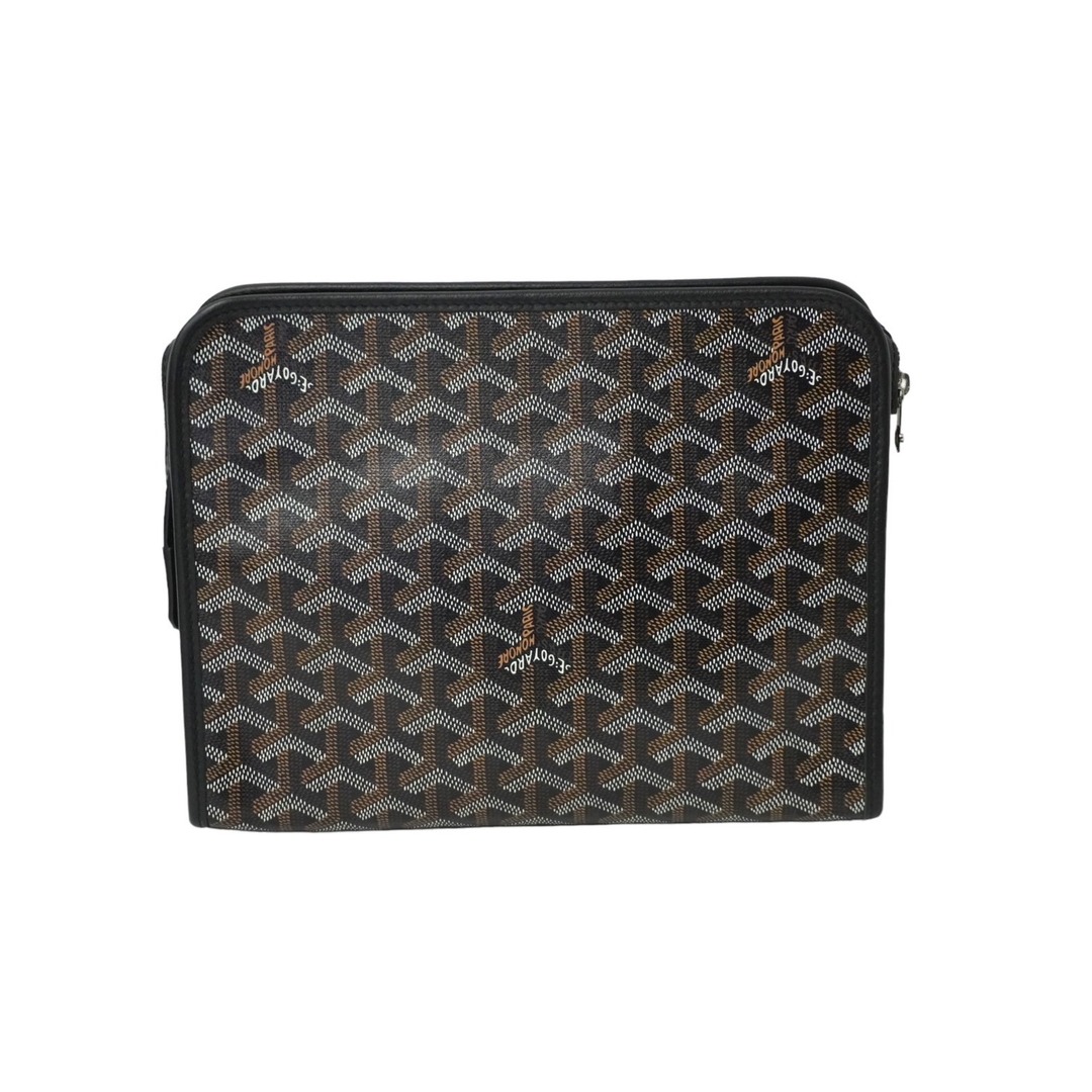 GOYARD(ゴヤール)の新品同様 GOYARD ゴヤール ジュバンス MM ポーチ クラッチバッグ ブラック PVC レザー JOUVENGMLTY01CL01P 中古 61789 レディースのファッション小物(ポーチ)の商品写真