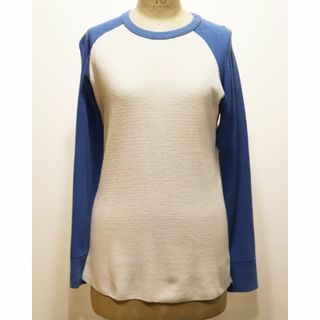 フラットヘッド(THE FLAT HEAD)のTHE FLAT HEAD　ザフラットヘッド　RAGLAN L/S THERMAL　４０　WHT/BLU　使用感有　THR-01(Tシャツ/カットソー(七分/長袖))