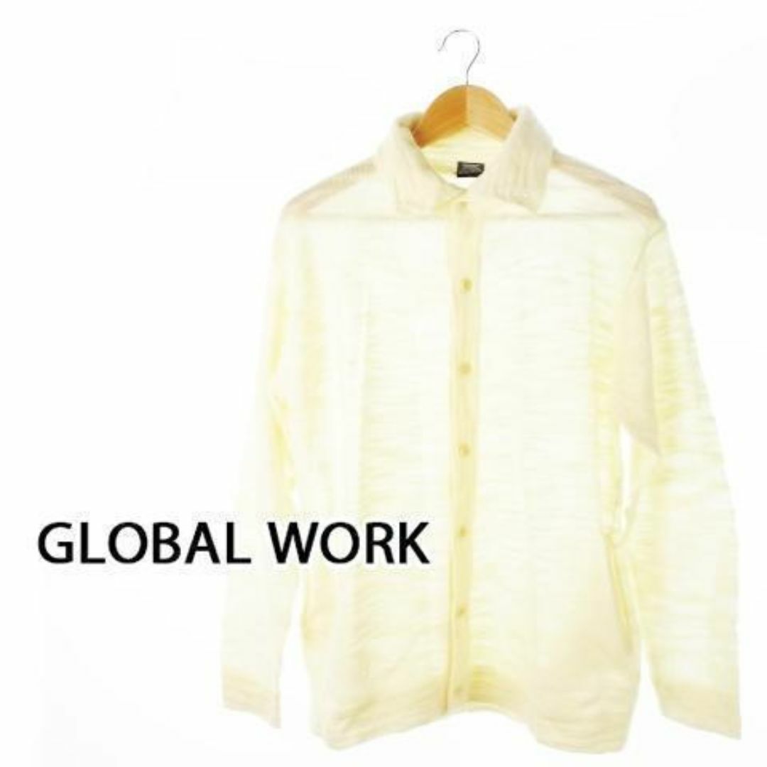 GLOBAL WORK(グローバルワーク)のグローバルワーク ランダムニット衿付カーディガン M 白 230530CK3A メンズのトップス(ニット/セーター)の商品写真