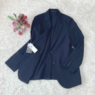 UNIQLO - 77新品【UNIQLO】感動ジャケット  テーラード Lネイビー  背抜き 春夏