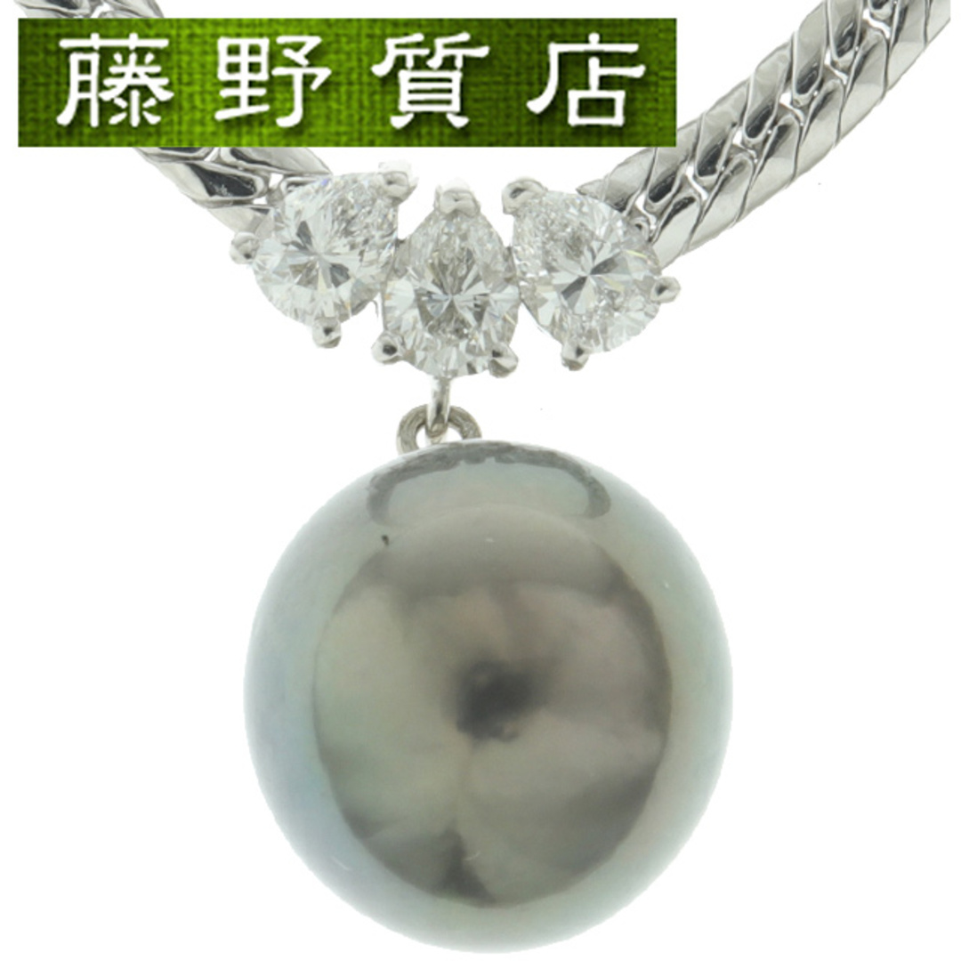 MIKIMOTO(ミキモト)の （新品仕上げ済）ミキモト MIKIMOTO ブラックパール ダイヤ ネックレス K18 WG ホワイトゴールド × ダイヤ × パール 約11.7mm 9017 レディースのアクセサリー(ネックレス)の商品写真