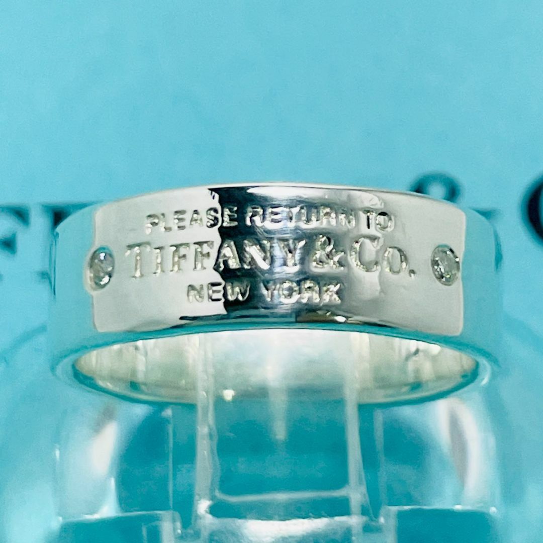 Tiffany & Co.(ティファニー)のティファニー リターントゥ 2P ダイヤモンド ロゴ リング シルバー★879 レディースのアクセサリー(リング(指輪))の商品写真