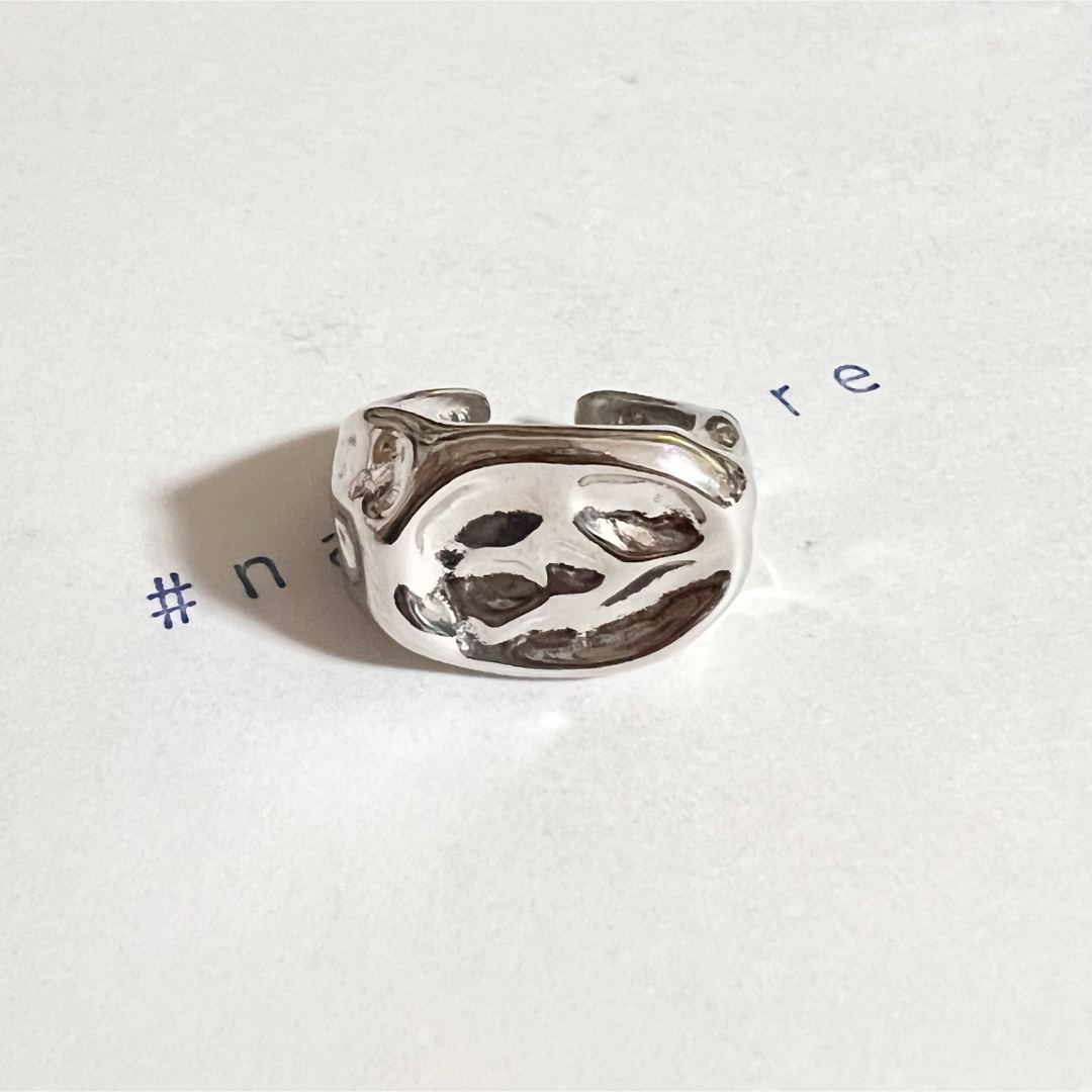シルバーリング 925 銀 クレーター 凸凹 ワイド シグネット 韓国 指輪④ メンズのアクセサリー(リング(指輪))の商品写真