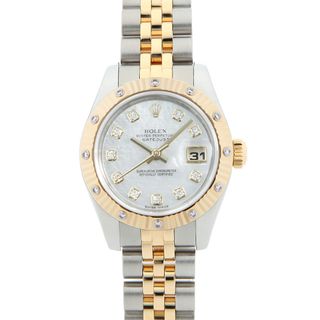 ロレックス(ROLEX)のロレックス デイトジャスト ベゼル12Pダイヤ 179313NG ホワイトシェル M番 レディース 中古 腕時計(腕時計)