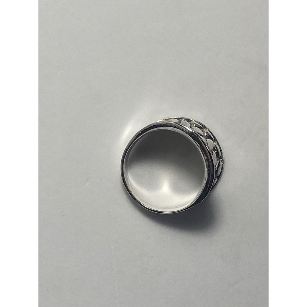 逆甲丸　スターリングシルバー925リング　純銀高純度石積み　柄リング　18号Qt メンズのアクセサリー(リング(指輪))の商品写真