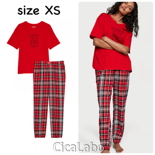 【新品】VS フランネル Tシャツ パジャマ 赤VSロゴ XS.S