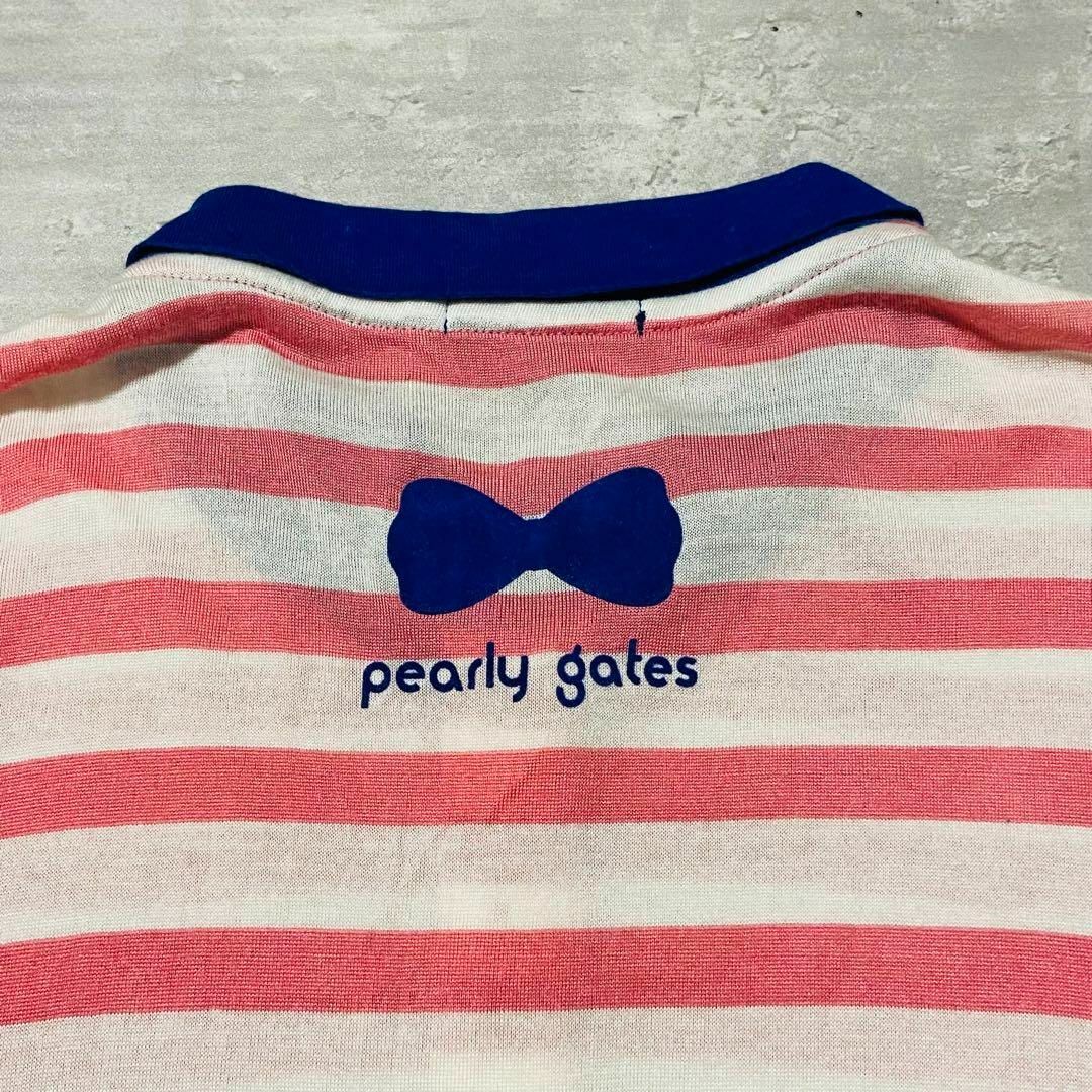 PEARLY GATES(パーリーゲイツ)の希少❗️清涼感　パーリーゲイツ　ポロシャツ　シルク　レーヨン　ボーダー　S スポーツ/アウトドアのゴルフ(ウエア)の商品写真