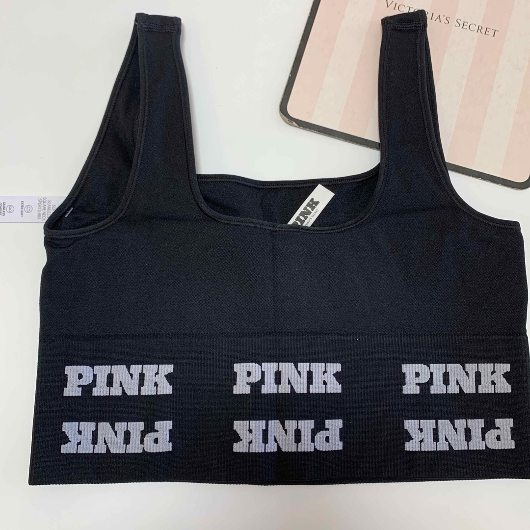 Victoria's Secret(ヴィクトリアズシークレット)の【新品】VS PINK スポーツ レギンス セットアップ ロゴ ブラック M レディースのレッグウェア(レギンス/スパッツ)の商品写真