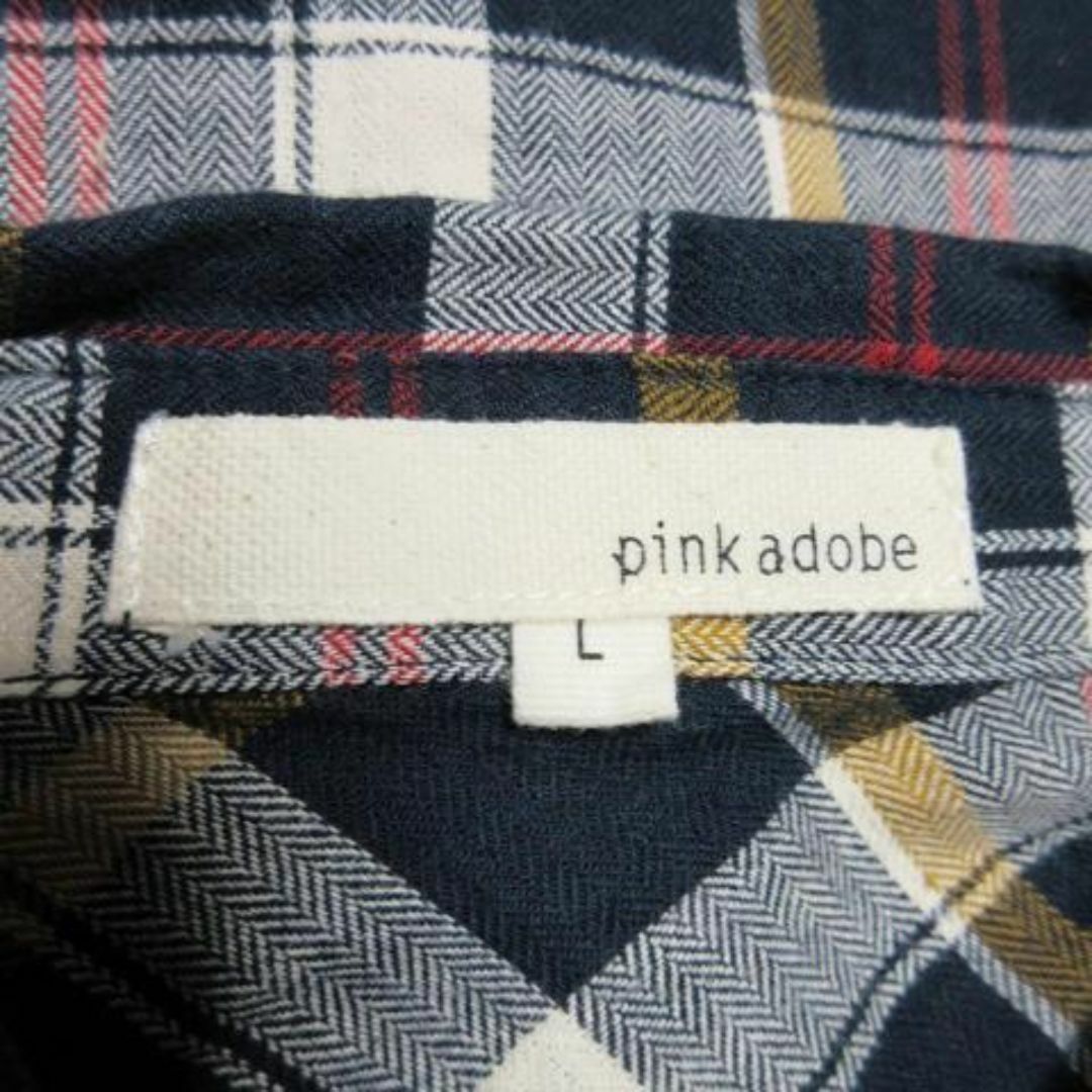 PINK ADOBE(ピンクアドべ)のピンクアドベ 長袖チェック柄シャツ コットン L 紺 230602AO13A レディースのトップス(シャツ/ブラウス(長袖/七分))の商品写真