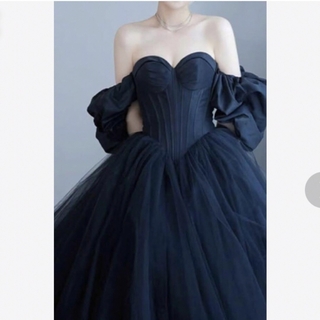ブラック 黒 ウェディングドレス ブラックドレス 前撮り 結婚式 (ウェディングドレス)