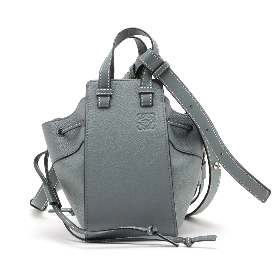 LOEWE - ロエベ ハンモック ドローストリングミニ レザー  グレー レディース シ