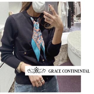 GRACE CONTINENTAL - グレースコンチネンタル　ダイアグラム  スカーフネックニットカーディガン