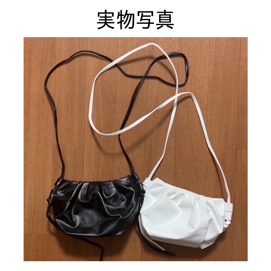 ギャザー デザイン ショルダー バッグ モノトーン ママ ポシェット 韓国 海外 レディースのバッグ(ボディバッグ/ウエストポーチ)の商品写真